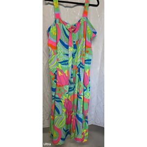 Nwt Michelle Mcdowell Copacabana Pine Callie Dress XL Artsy Colorful Resort